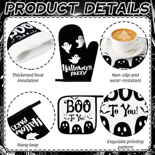 10 Pcs Halloween Kitchen Decor Set (Black, White / Cute Ghost)