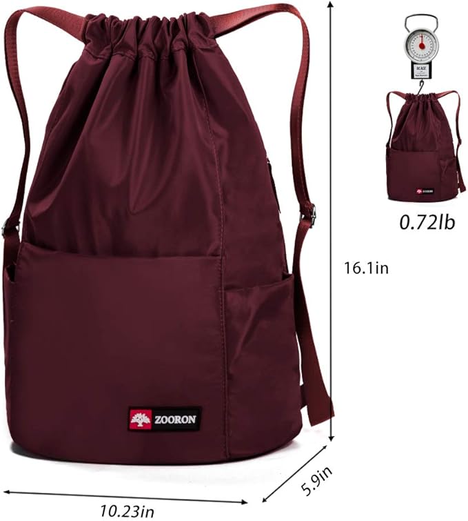 ZOORON Waterproof Drawstring Gym Backpack Bag - Image 6