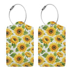 Lovely Sunflower Leather Luggage Tag with Stainless Steel Ring (2 PCS / Lovely Sunflower)