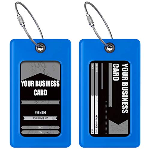 Luggage Tags Business Card Holder by TUFFTAAG (Blue 2pk / 2 Pack)