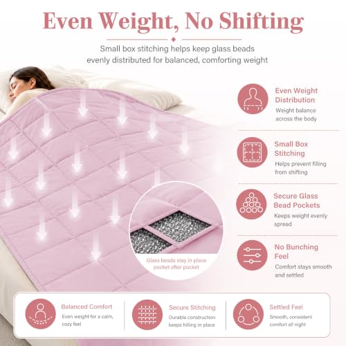 King Size Weighted Blanket for Adults 25lbs (04-pink / 88" x 104" | 25lbs)