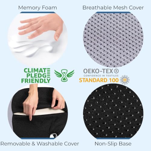 Seat Cushion Memory Foam Chair Pad for Tailbone Pain Relief (Light Gray / XX-Large)