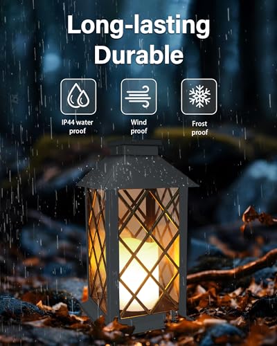 Solar Lanterns Outdoor Waterproof (Black-2Pcs)