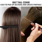 3 Pieces Hair Styling Comb Set Teasing Brush Rat Tail Comb Edge Brush for Edge&Back Brushing (Black-3pcs)