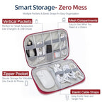 Small Cable Organizer Travel Case for Chargers (red)