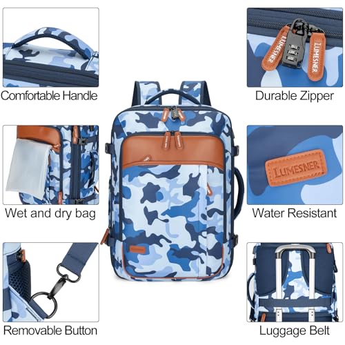 40L Expandable Travel Backpack (Camouflage Blue / 20 inches)