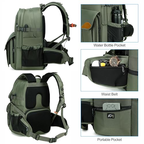 Green Professional Camera Backpack (Green Water Resistant Nylon)