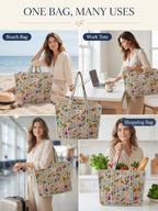100% Cotton Quilted Tote Bag For Women (Wild Meadow)