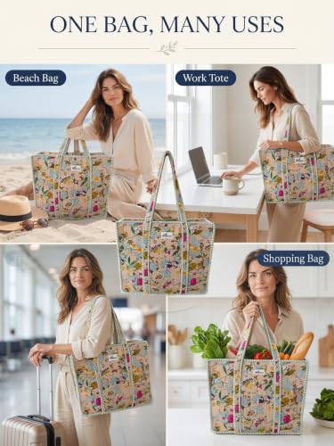 100% Cotton Quilted Tote Bag For Women (Wild Meadow)