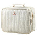 Makeup Bag with LED Lighted Mirror 12.2 IN Cosmetic Train Case Double Layer Makeup Case Adjustable Brightness in 3 Colors Cosmetic Organizer Artist Storage with Brush Holder Vanity Beige (12.2 Inch Beige / 0-Double Layer)