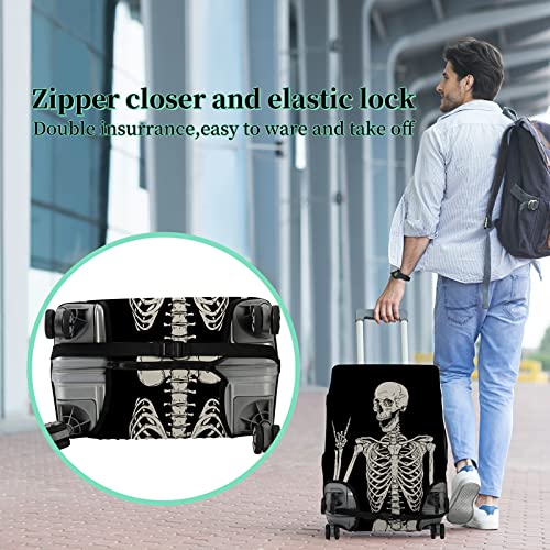 Luggage Cover Suitcase Protector Plus 1 Luggage Tag (Rock Skull / L)