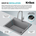 Bellucci 25 inch Granite Workstation Drop In Top Mount Single Bowl Kitchen Sink in White with Accessories (25 Inch / White)