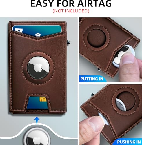 Airtag Wallet for Men Money Clip 9 (Brown083)