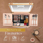 Lighted Makeup Case with Mirror + 10x Mini Mirror (White)