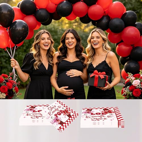 50 Pcs She's Ready to Pop Baby Shower Napkins Decorations (She’s Ready to Pop)