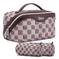 Travel Makeup Bag Cosmetic Bags for Women (D-3-Brown)