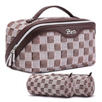 Travel Makeup Bag Cosmetic Bags for Women (D-3-Brown)
