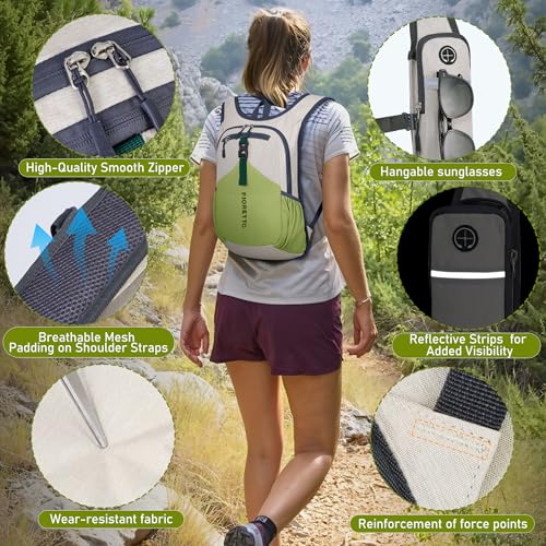 15L Hiking Backpack for Men Women Lightweight Foldable Small Daypack for Travel Camping Outdoor (Beige and Green / 15l)