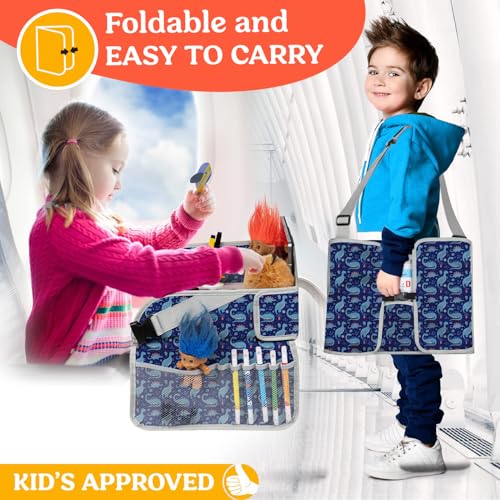 Kids Travel Tray for Car (1-pack Blue Dinosaur)