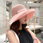 Women Summer Wide Brim Sun Hat Bucket Fishing Hats UV Protection (One Size / B3-fyu001-pink)
