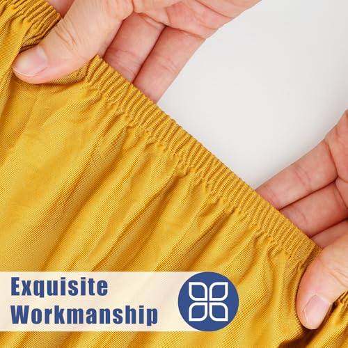 2 Pack Rectangle Spandex Fitted Table Cloth (Mustard Yellow / 96" x 30" (Rectangular))