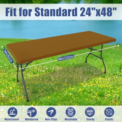 2 Pack Rectangle Spandex Fitted Table Cloth (Dark Brown / 48" x 24" (Rectangular))