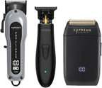 Supreme Trimmer 3-in-1 Barber Bundle | Pro Clipper Lite, DLC T-Shaper Trimmer & Crunch Foil Shaver | Professional Beard Trimmer Men’s Hair Clipper Kit | Black Lite Bundle