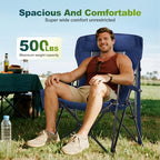 Oversized Camping Chair for Adult Lawn Chair for Outdoor Camping (Navy Blue)