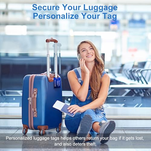 Stainless Steel Personalized Luggage Tags for Suitcases (2"x3.3" / 3 Pack)