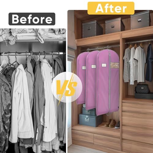1PK Garment Bags for Hanging Clothes (Pink / 43" 1PK)