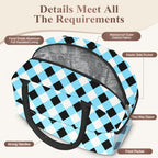 Lunch Box for Women Adult Men (A-Blue White Black Grid / Medium - 10L)