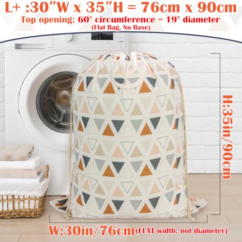 Canvas Laundry Bag with Handles & Drawstring 30"Wx35"H (Triangle Pattern L+ / L+ 30"Wx 35"H┃1 Pack)