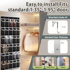Over the Door Shoe Organizer with 30 Breathable Mesh Pockets (2PC-Black)