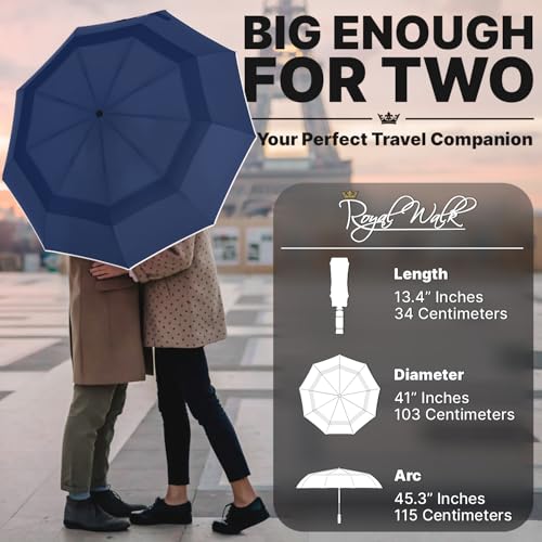 Compact Travel Umbrella for Rain (Dark Blue)
