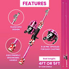 Kids Fishing Pole for Boys (2 Pack- Pink + Pink (Essential Set) / 5ft)