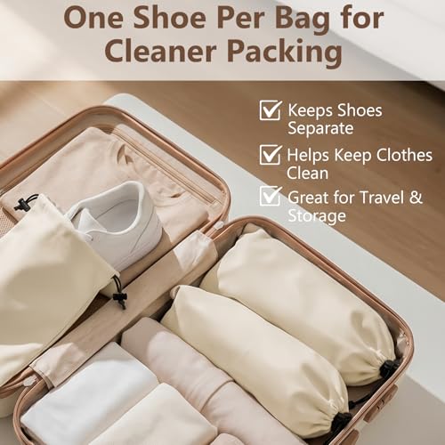8 PCS Shoe Bags for Travel for Women & Men (Beige)