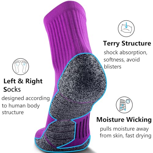 Unisex Cushioned Compression Sport Quarter Socks (Large / 4-pairs Purple)