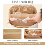 Initial Makeup Bag Personalized Gift for Women Teen Girls (Large Beige / G)