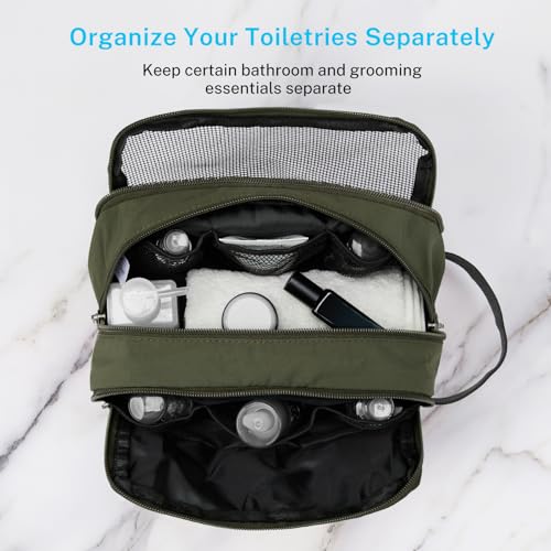 Travel Toiletry Bag for Men (Olive & Brown)