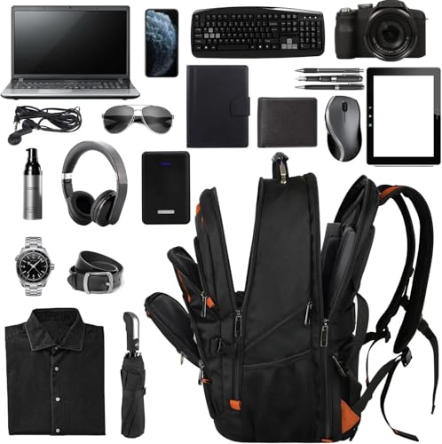 18.4 Laptop Backpack Women Men (Black-orange / 18inch(21.5*16.3*9.9"))