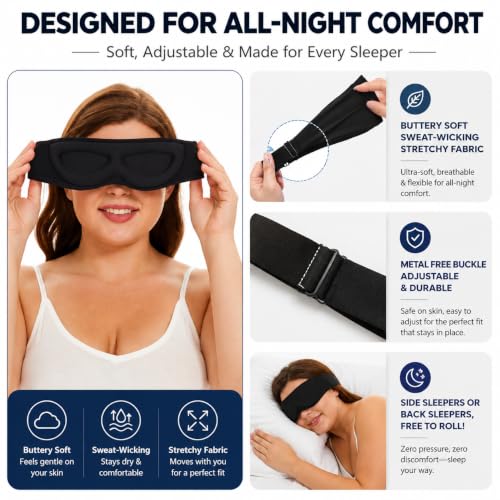 Sleep Mask for Side Sleepers (A2 Black)