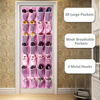 28 Pockets Hanging Shoe Organizer (Pink-1 Pack of 28)