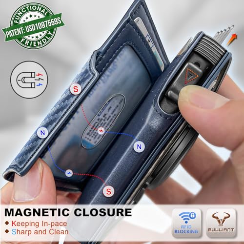 Men Leather Wallet for AirTag (Purplish Blue3428)