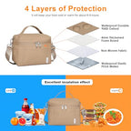 NOL 4L Insulated Lunch Bags for Women Cooler Bag Lightweight Nylon Waterproof Lunch Box for Work (Khaki / Small (4 Liters))