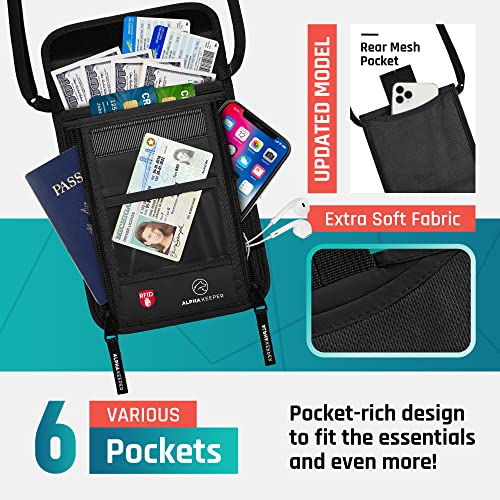 Neck Wallet Travel Pouch For Passport Holder And Documents (Black)