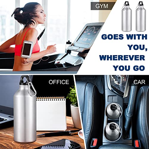 10 Pcs Aluminum Water Bottle 20 oz Reusable Bottles Lightweight Leak Proof Aluminum Sports Travel Bottles with Twist Cap Buckle for Gym (Silver)