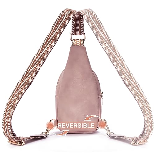 Sling Bag for Women Vegan Leather Small Fanny Pack Crossbody Bags Chest Bag for Women Pink (2-pink)