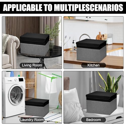 Large 42 Quarts Fabric Storage Bins with Lids [2 (Black & Gray / Large - 2 Pack)