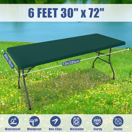 2 Pack Rectangle Spandex Fitted Table Cloth (Blackish Green / 72" x 30" (Rectangular))