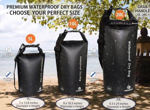 Waterproof Dry Bag with Double Zip (5L / Without Window / Black)